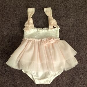 Adorable Cream and Pink Baby Dress